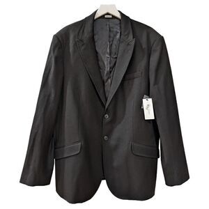 NWT Calvin Klein Men's 100% Wool Two Button Blazer Black Size 2XL 46/48 Reg